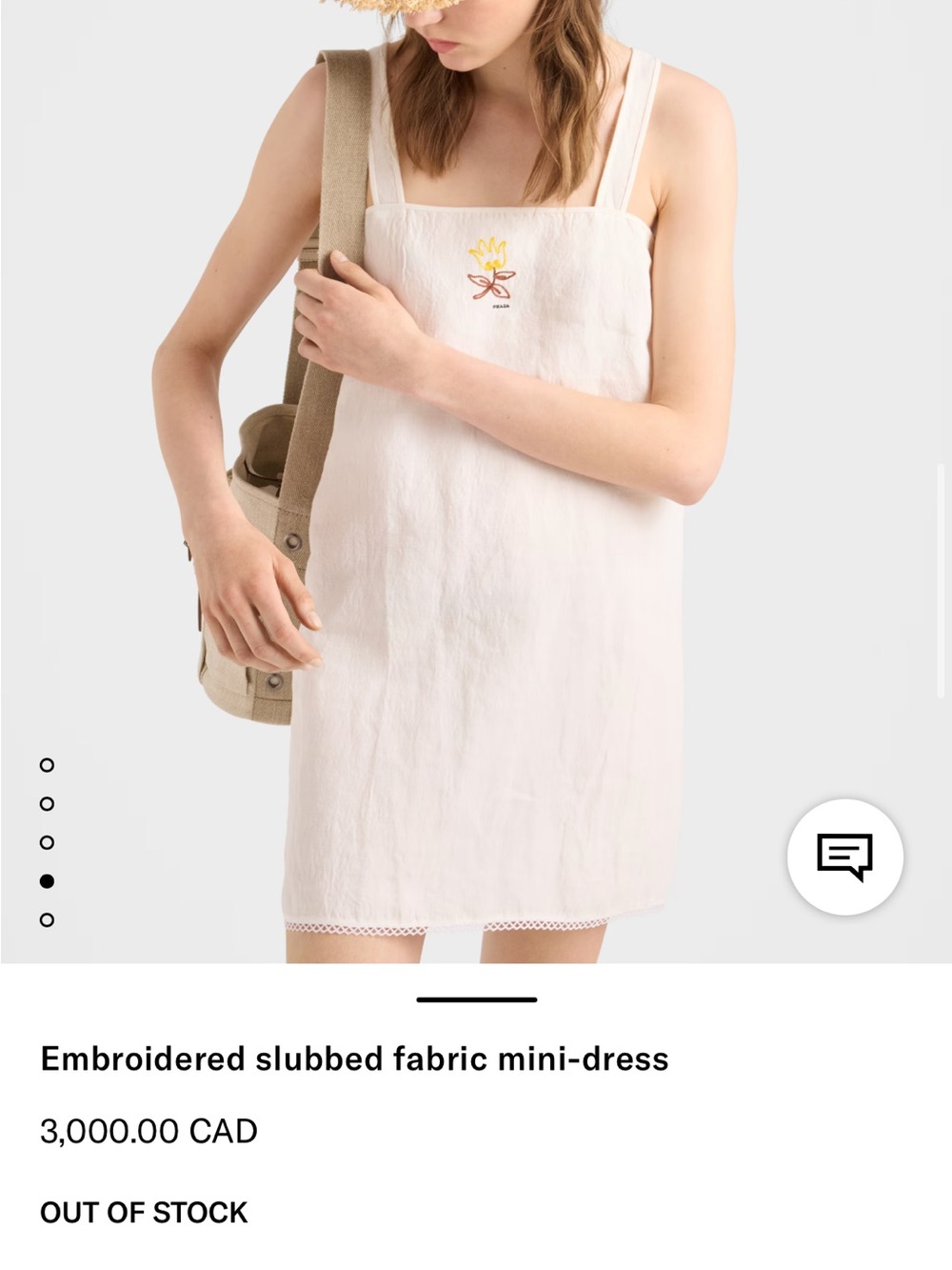 Prada white embroidered floral mini dress